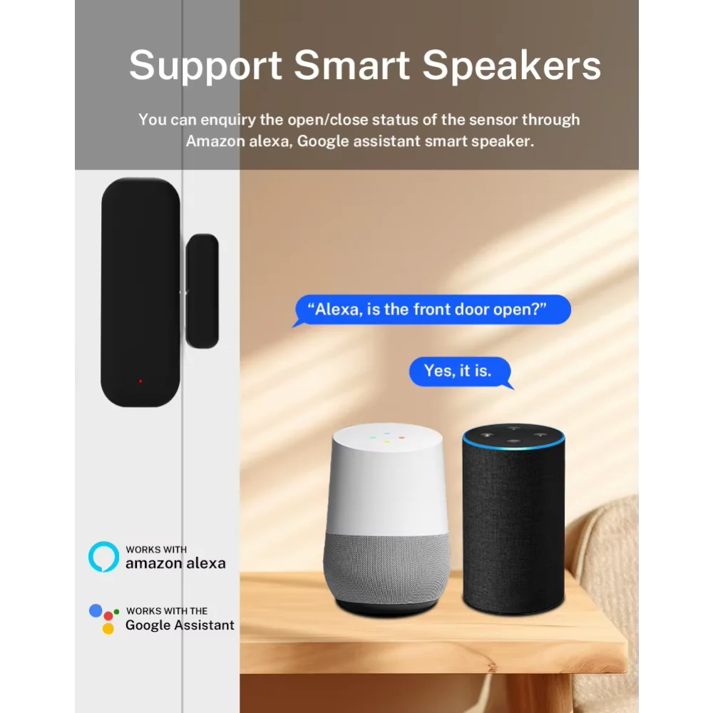 Tuya Zigbee 3,0 Sensor de puerta Sensor de ventana Sensor de contacto para hogar inteligente aplicación remota Control Compatible con Alexa