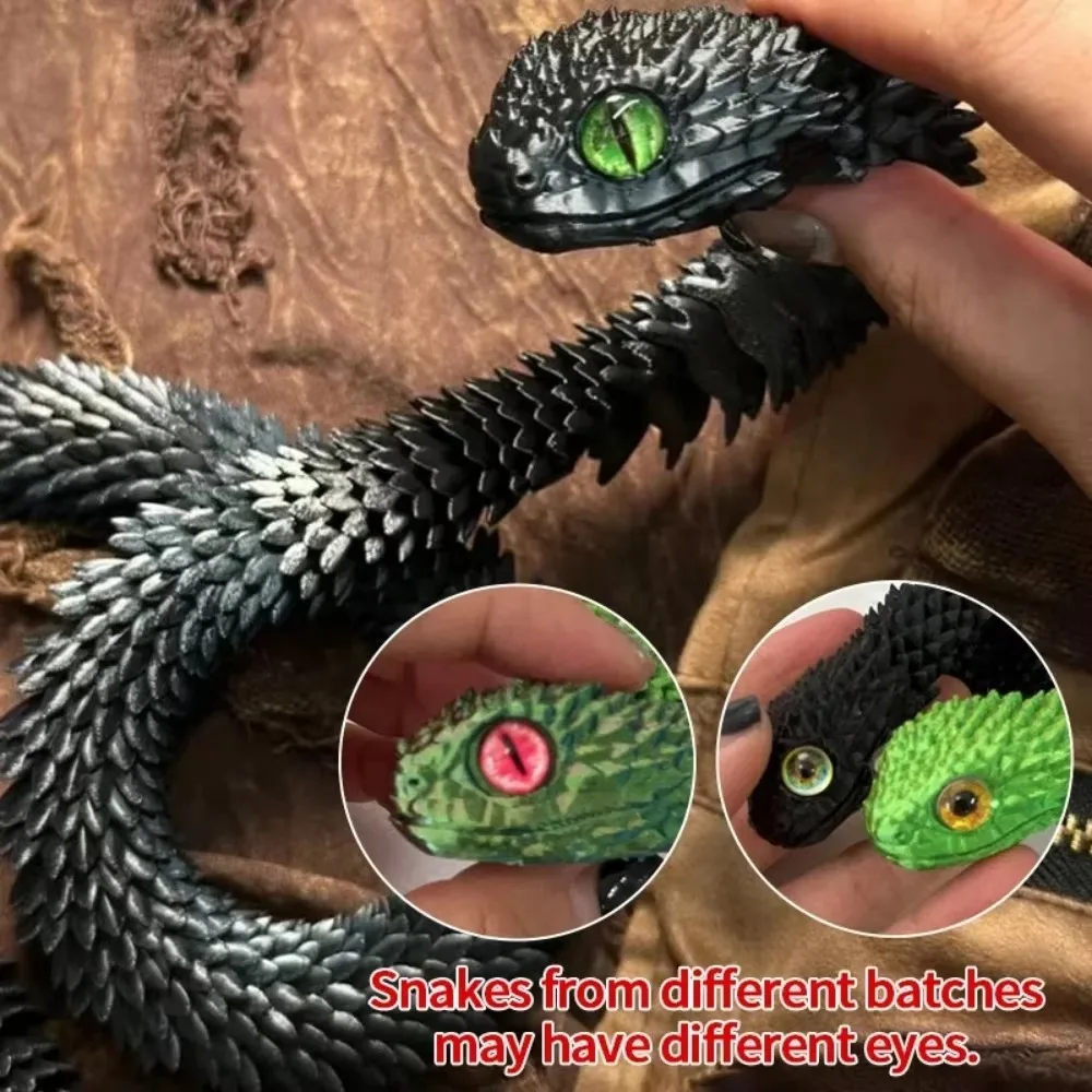 3D Printed Snake Fidget Toys Rotatable Stereoscopic Snake Office Desktop Ornament Home Decor Animal Model Figurine Car Decor