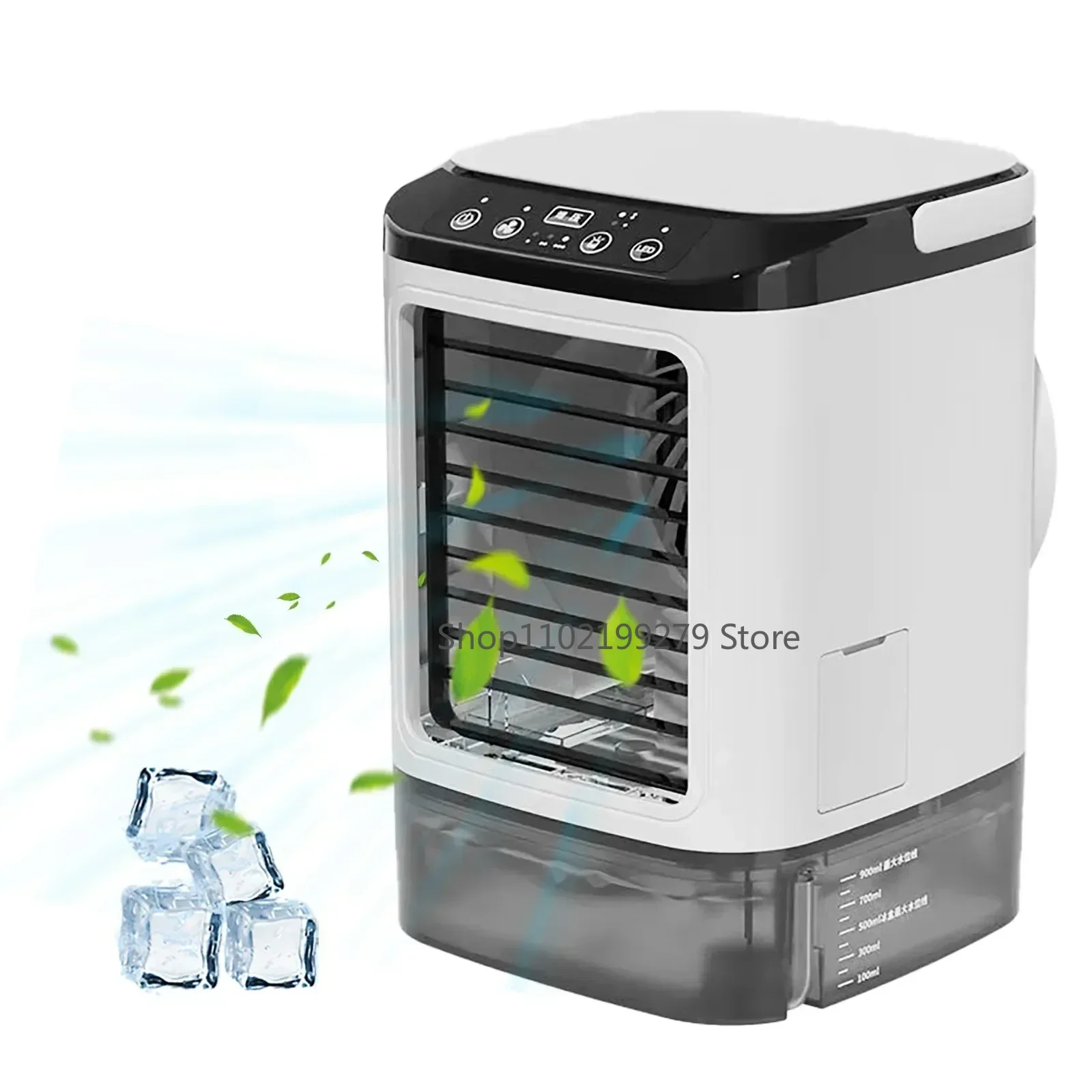 Przenośny klimatyzator 3-biegowy Mini Klimatyzacja 900ml Zbiornik na Wodę Chłodnica Powietrza z 7-kolorowym Światłem Nocnym Do Biura Sypialni