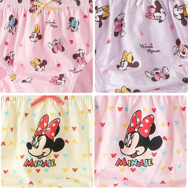 5 Pacotes/Caixa de Roupa Íntima Infantil com Desenho de Mickey, Calcinhas de Algodão Macias para Meninas, Calcinhas de Triângulo para Crianças, Caixa de Presente