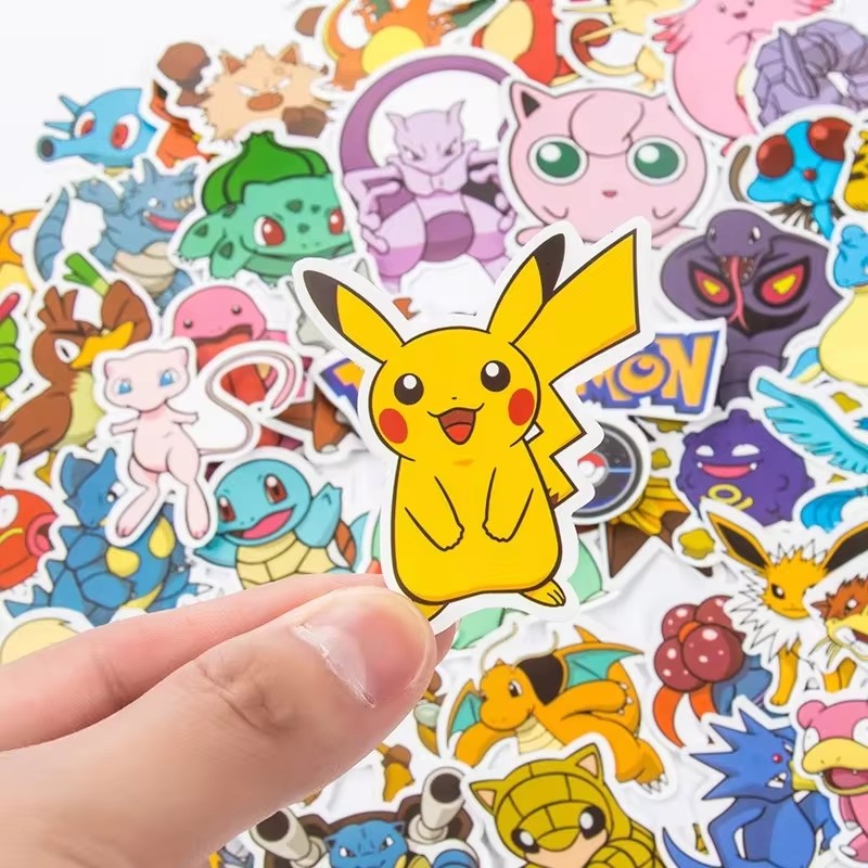 100/200/300 pçs pokemon kawaii pikachu adesivos decoração decalques portátil skate carro bagagem telefone adesivo à prova dwaterproof água brinquedo