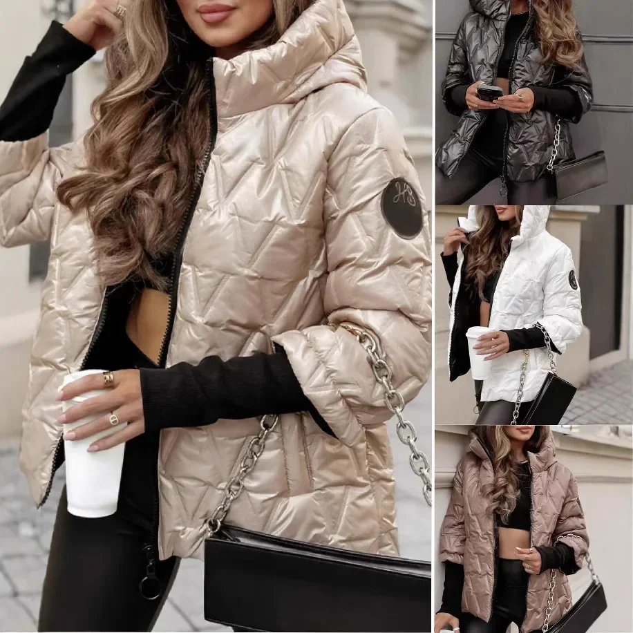 2024 Otoño Invierno nueva moda Sudadera con capucha moda suelta manga larga Chaqueta de algodón abrigo para mujer