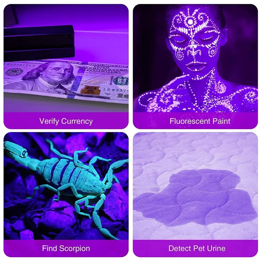 9/12 LED Protable UV Flashlight Black Light 395 NM Ultraviolet Torch Blacklight Detector for Dog Urine Pet Stain and Bed Bug