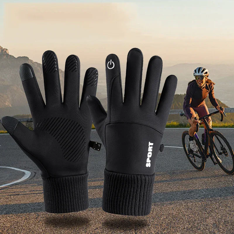 Luvas masculinas de inverno para dirigir com tela sensível ao toque, quentes e resistentes ao desgaste, esportes ao ar livre, antiderrapantes e à prova d'água