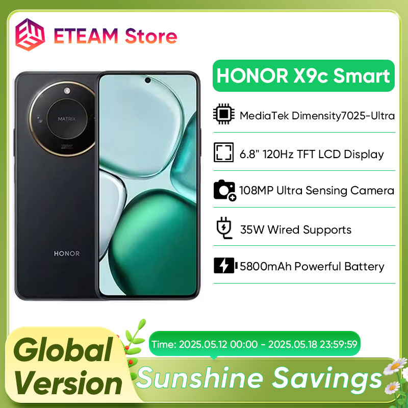 Global Version HONOR X9c Smart Dimensity 7025 Ultra 6.8" 120Hz LCD Display 108MP Ultra Camera 5800mAh Battery 35W SuperCharger