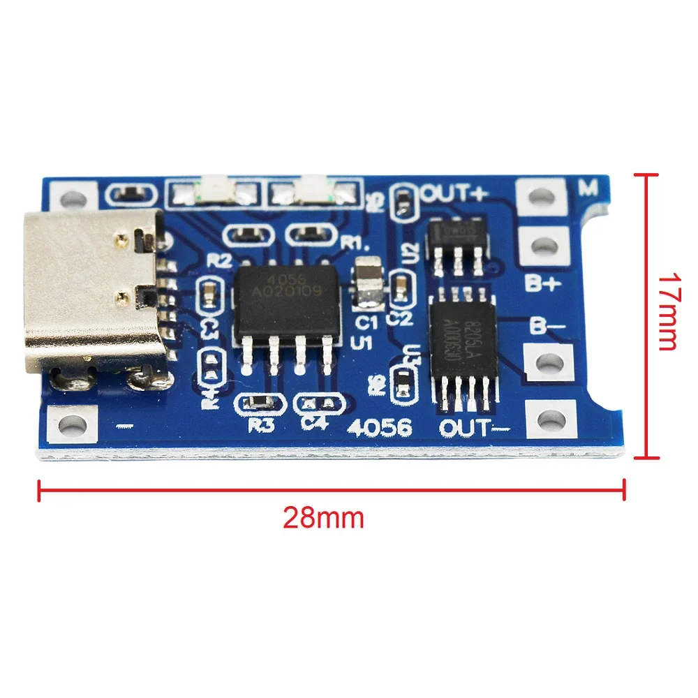 1Pcs/10Pcs TP4056 5V 1A Type-c USB 18650 Lithium Battery Charging Board Charger Module with Protection Dual Functions 1A Li-ion