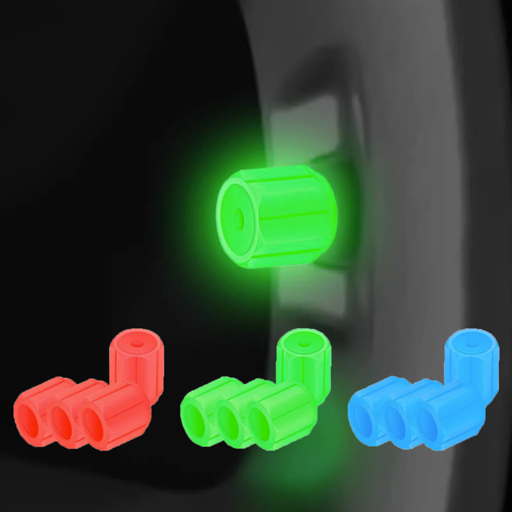 4 pçs tampas de válvula de pneu luminosa carro motocicleta brilhante tampa da válvula pneu roda hub estilo brilhante tampa do pneu ferramenta acessórios automóveis