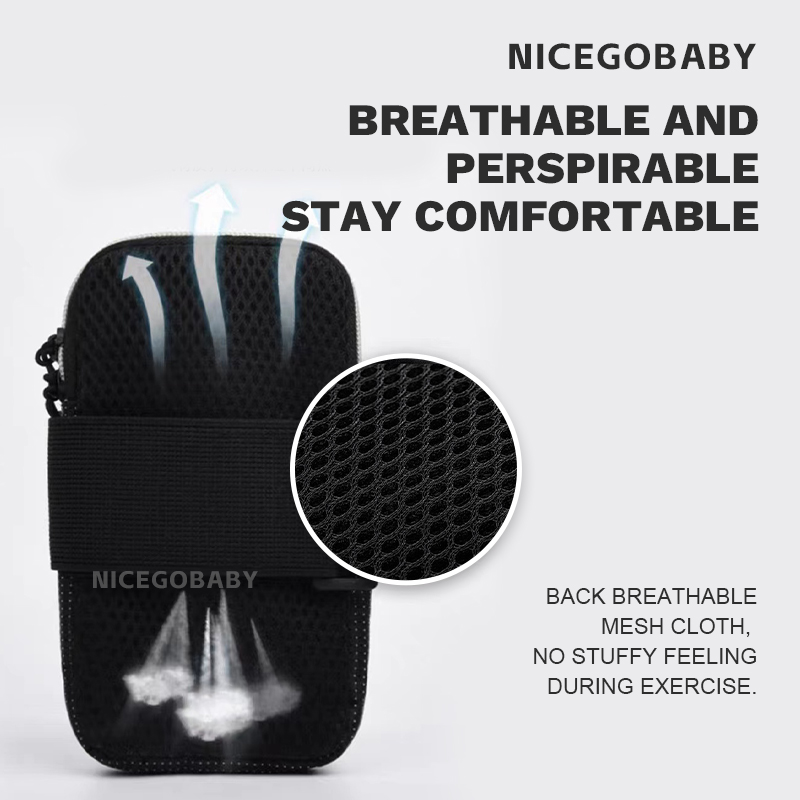 ヘッドフォンジャックアーム付き防水電話バッグ、ユニバーサル、通気性、スポーツ、ランニング、ジム、電話ホルダー、ホールド、nicegobaby、7.5インチ