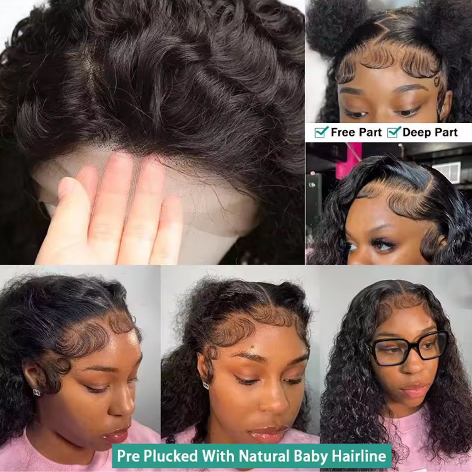 Kinky Curly Bob Cheap Wig Lace Frontal Human Hair Wigs 100% Brazilian Glueless Short Water Curly ForWomen 180Density Wear And Go