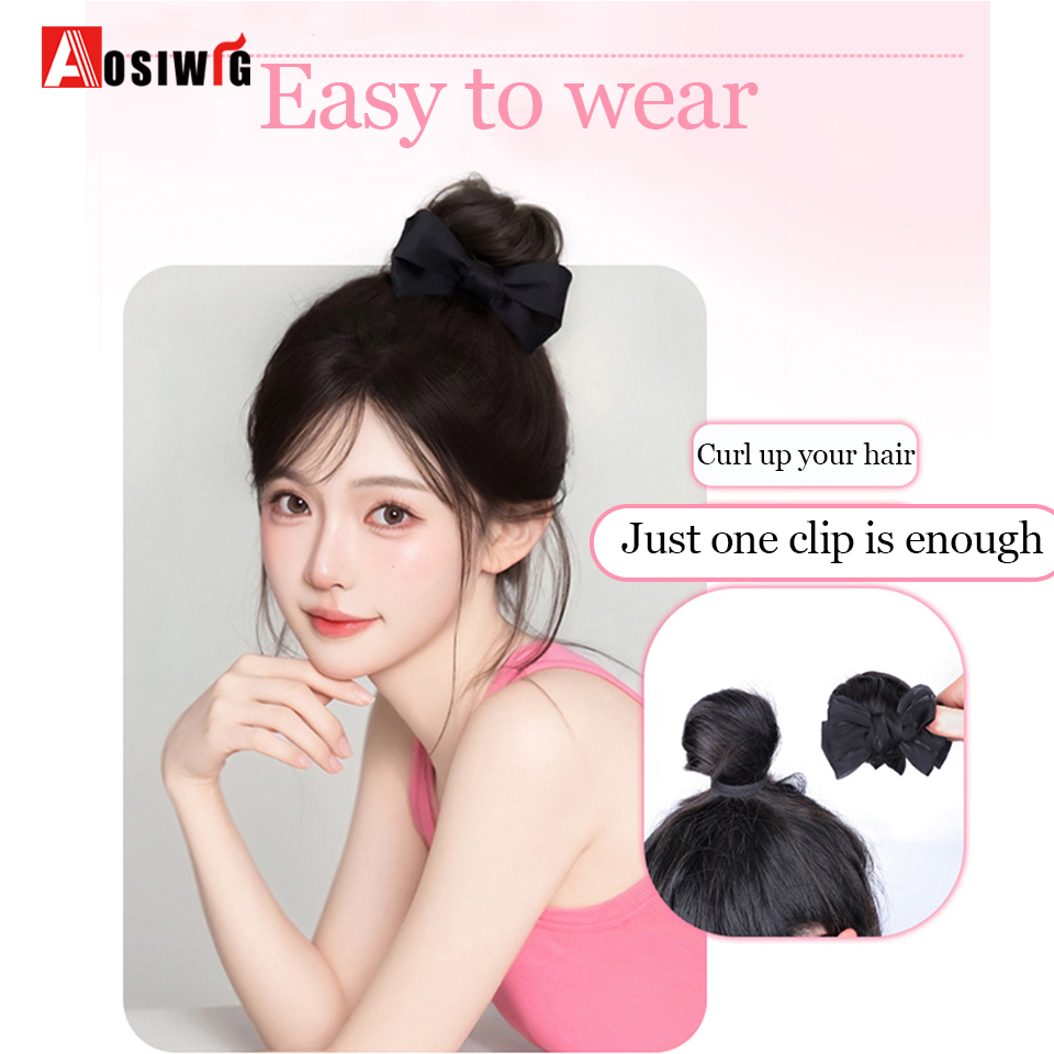 Synthetische Boog Haar Klauw Clip Chignon Rommelig Broodje Klauw Clip in Haarstuk Golvend Krullend Haar Broodje Paardenstaart Extensions Haarstukjes voor Wo