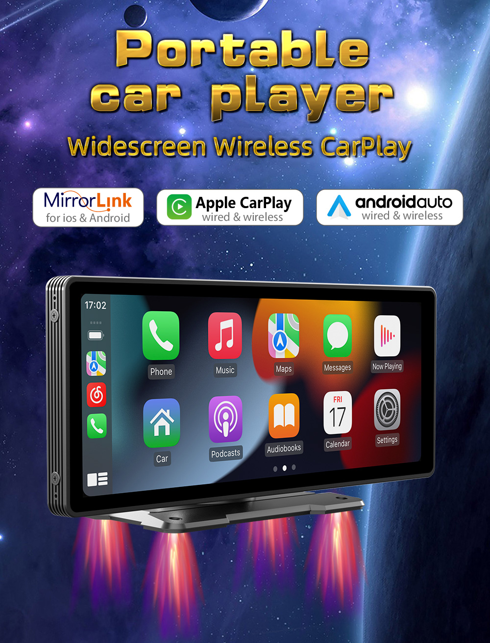 BQCC Universal 10.26" 스크린 자동차 라디오 멀티미디어 WIFI 비디오 플레이어 Apple 또는 Android 용 무선 Carplay 화면