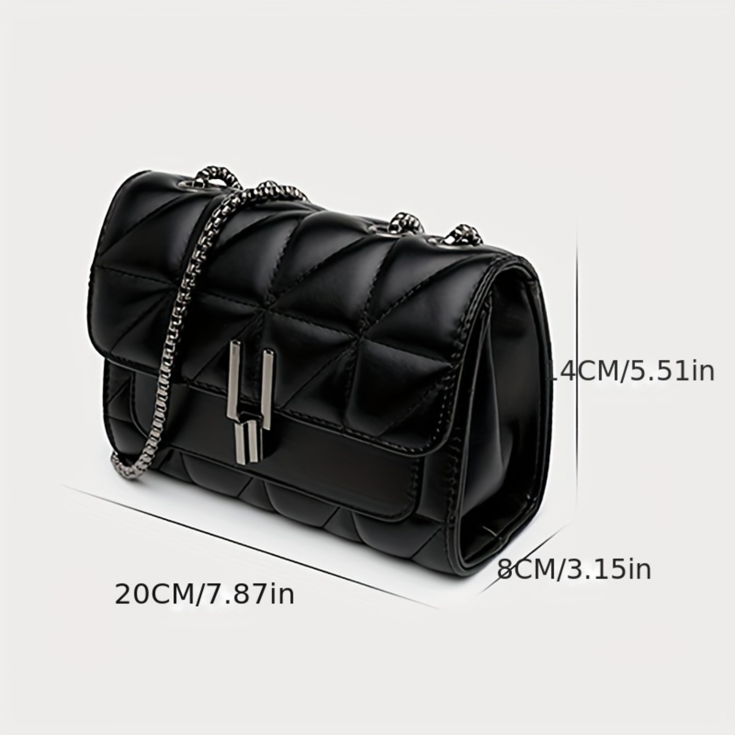 Mini bolsa crossbody acolchoada fashion, bolsa de ombro clássica com aba, bolsa elegante feminina