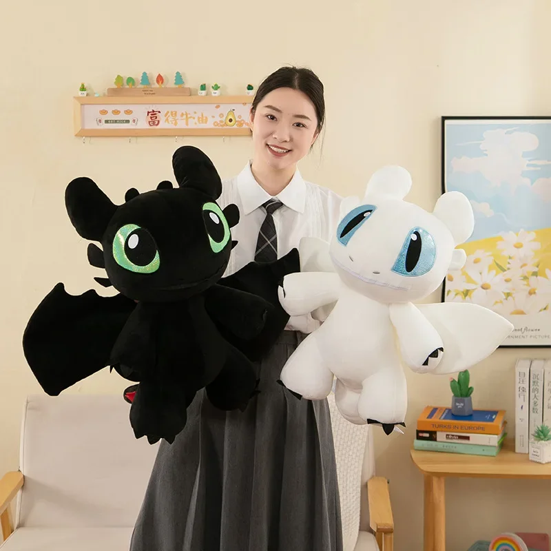 Cute Toothless Stuffed Cushion Light Fury Dragon Plush Cushion Bionicle Night Furia Throw Pillow Sofa Accessories Home Decor