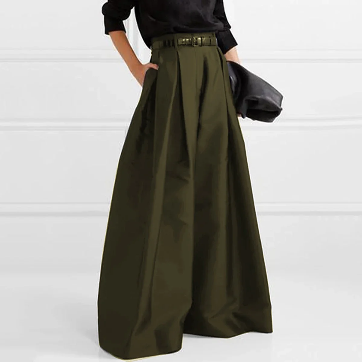 Modne damskie spodnie baggy na lato 2025, luźne spodnie vintage z wysokim stanem i szerokimi nogawkami, czarne spodnie damskie oversize.