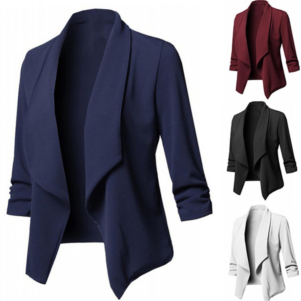 S do 5XL Oversize Women Blazer CardiganOpen Front Solid Color Long Sleeve Office Lady Blazer Clothes Casual Coat Odzież damska