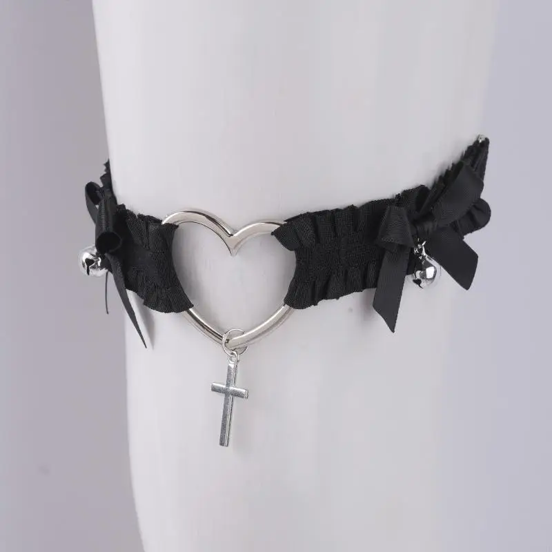 Y3NE Gothic Dây Rút Tạo Cho Túi Đeo Chéo Nơ Chuông Chân Vòng Đùi Gợi Cảm Bông Kẹp