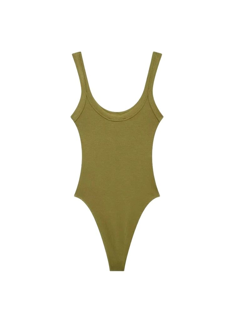 Skinny geribbelde bodysuits voor dames, O-hals, bandjes, drukknopen, vrouwelijke playsuits, sexy mode