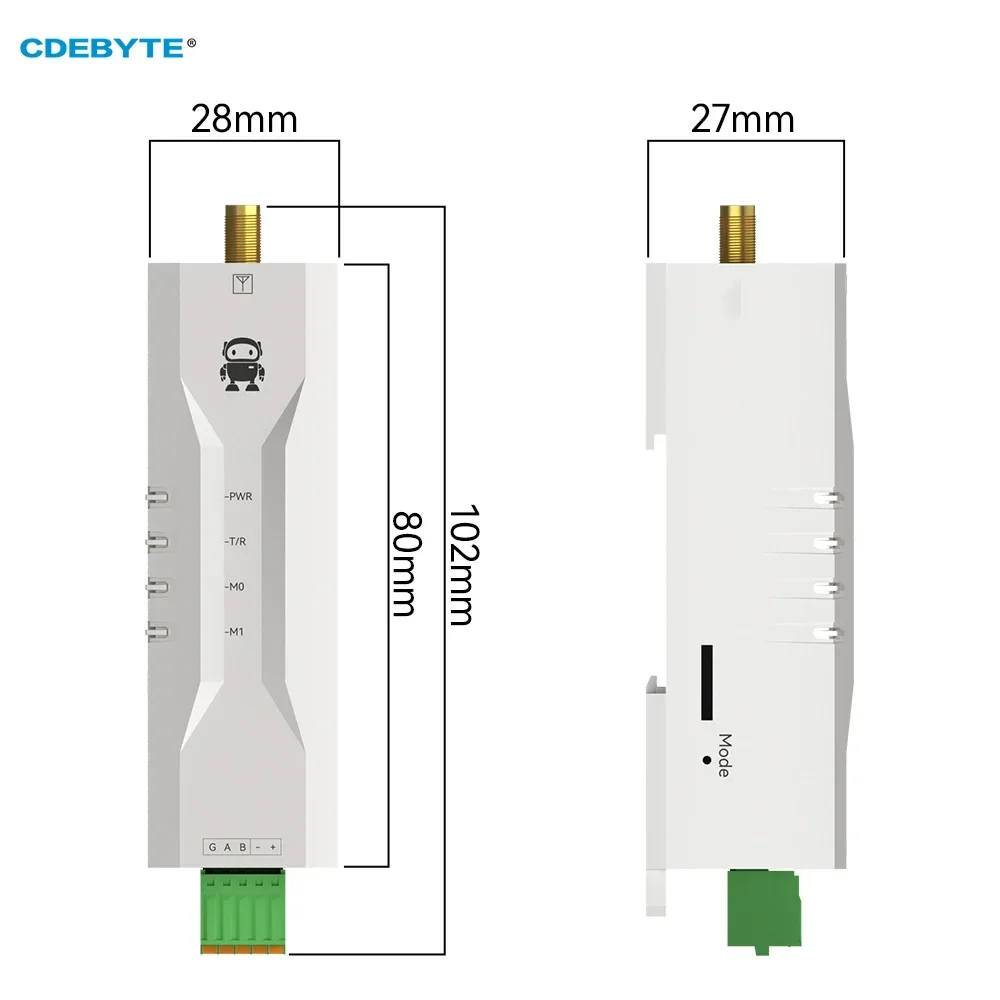 LoRa Wireless Modem 433 MHz Ultrakleine Schieneninstallation 30 dBm 10 km CDEBYTE E95M-DTU (400SL30-485) RSSI LBT ATCommand Modbus