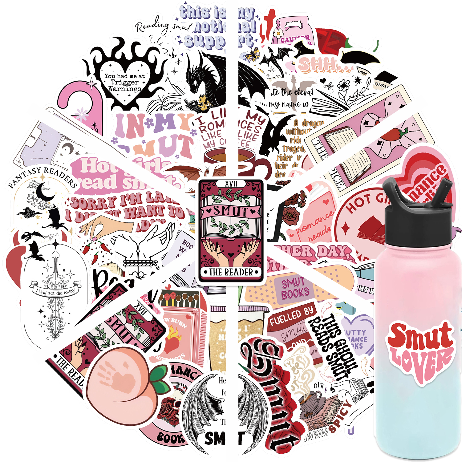 50/52pcs Bookish 독서 책 스티커 학생을위한 로맨스 리더 학교 선물 스티커 노트북 DIY 노트북 전화 병 어린이