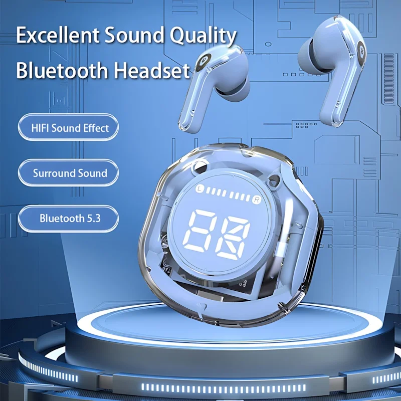 Auricolari Bluetooth T8 PRO Tws trasparenti con display digitale a LED Auricolare in-ear wireless per cuffie Xiaomi Huawei iPhone