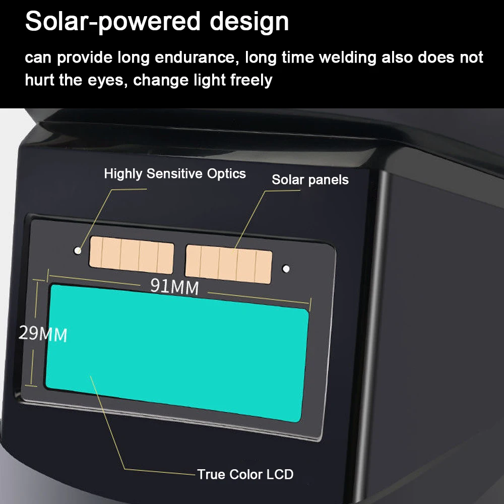 Auto Darkening Welding Facemask Automatic Variable Light Adjustment Large View Welding Masks for Arc Welding Grinding Cutting