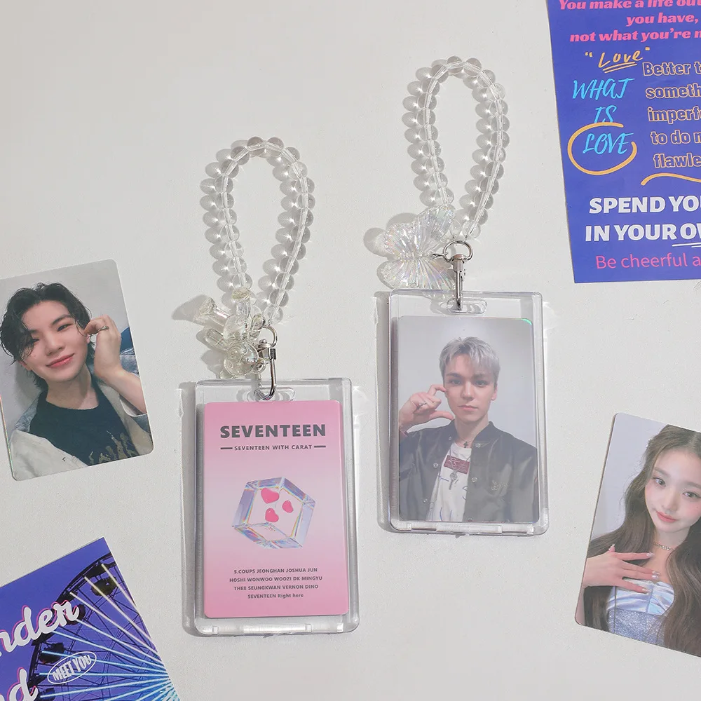 อะคริลิคโปร่งใสการ์ดนักเรียนรถบัสอาหารการ์ดป้องกันกรณี ID Photo Display พวงกุญแจจี้หญิง