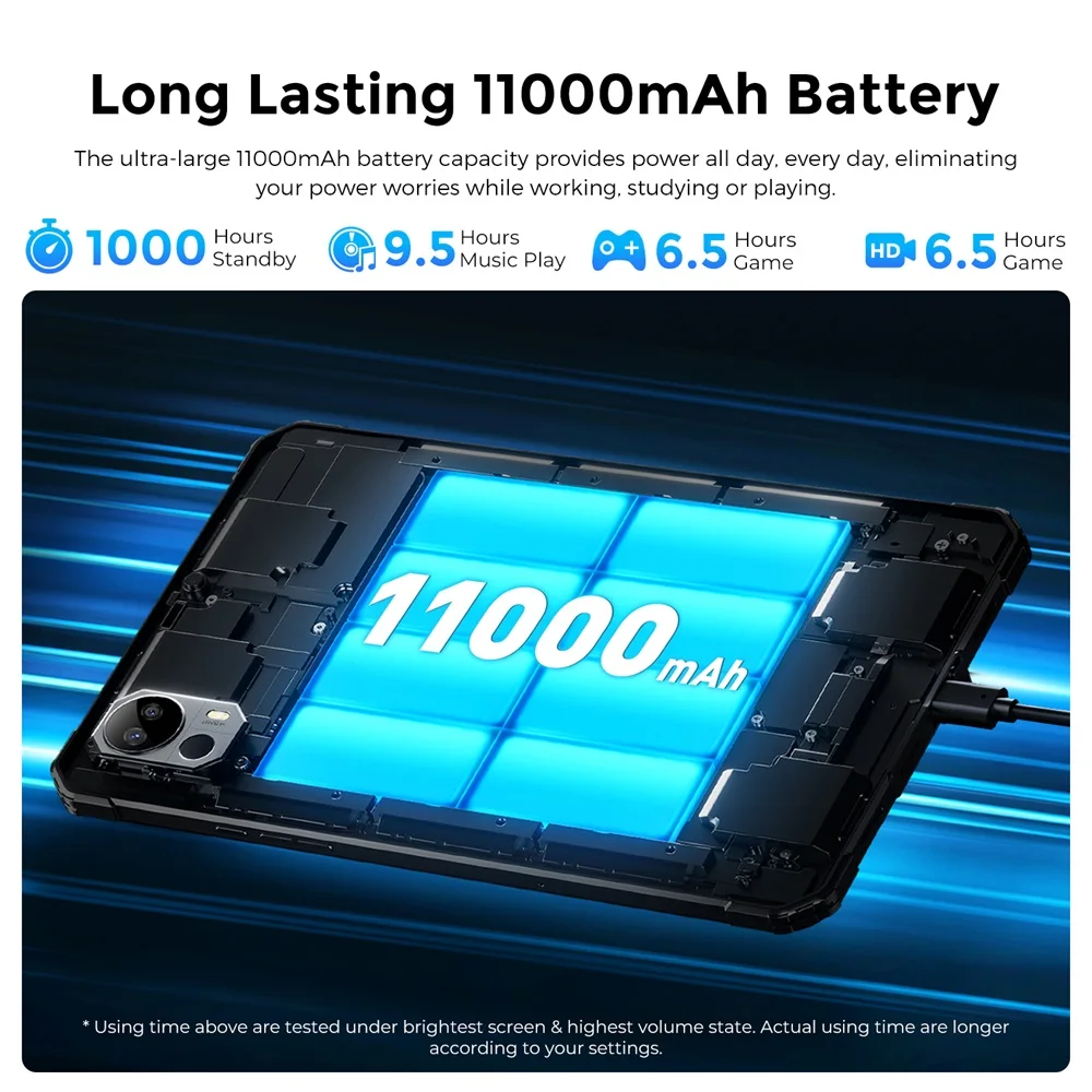 Fossibot DT1 Lite, แท็บเล็ตที่ทนทาน, Android 13,10.4 ''2K-หน้าจอขนาดใหญ่, 4GB RAM 64GB RAM, แบตเตอรี่ 11000mAh, สี่แผ่นลําโพง Hi-Res