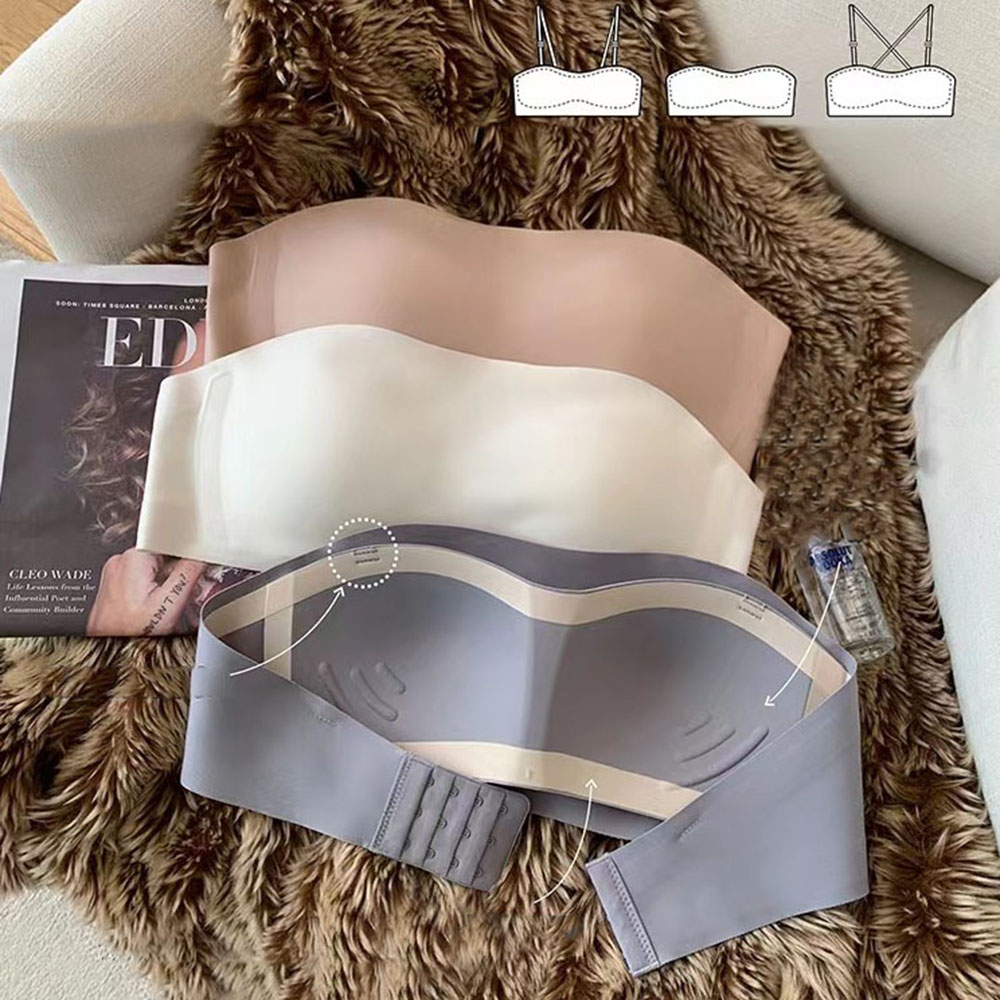 Top de tubo sin costuras para mujer, sujetador Invisible sin tirantes, ropa interior fina antideslizante, Bralette de realce, lencería femenina inalámbrica