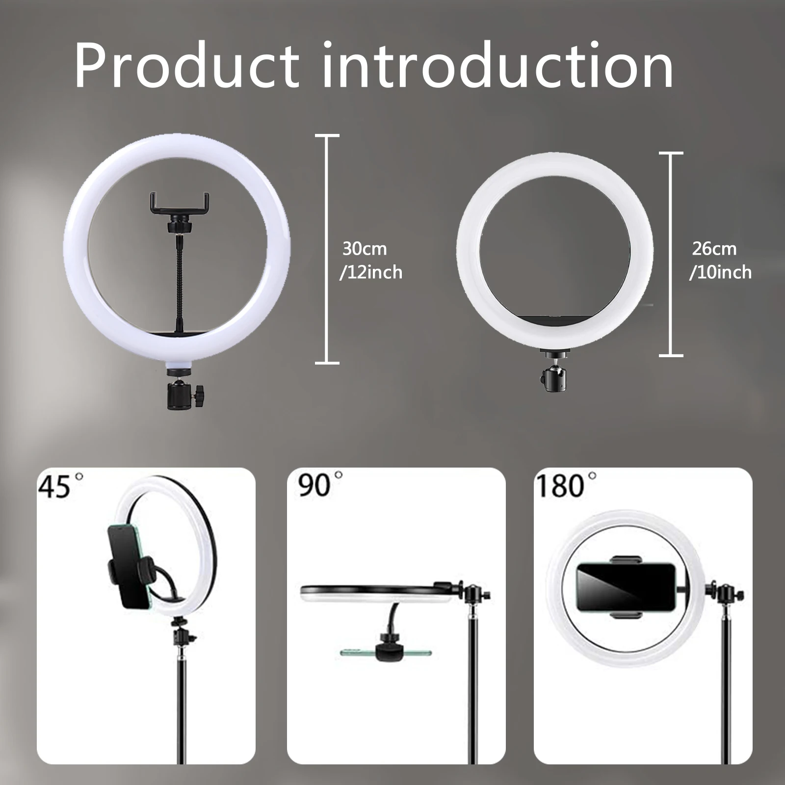 10 "26 cm LED Selfie anneau lumière photographie vidéo lumière RingLight support de téléphone trépied lumière de remplissage lampe à intensité variable Trepied Streaming