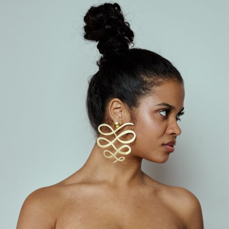 1 Paar Squiggle-Ohrringe, große unendliche baumelnde Ohrringe, Geschenk für Sie, modischer afrikanischer Schmuck, kann individuell angepasst werden, Lasergravur mit Namen