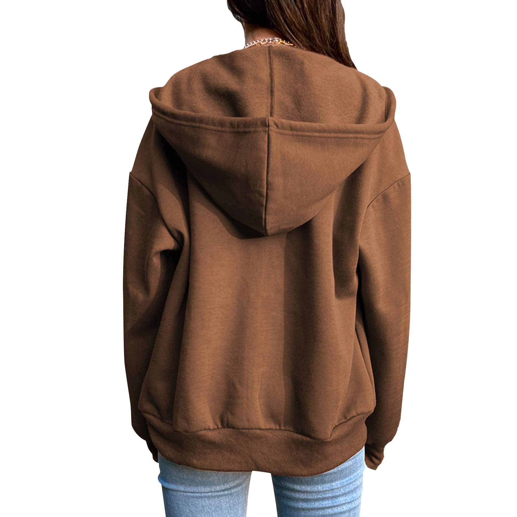 2024 Sudadera para mujer, cárdigan con cremallera, Sudadera con capucha, moda informal, versátil, abrigo de Color sólido, deporte de Fitness, trote, ropa superior para mujer