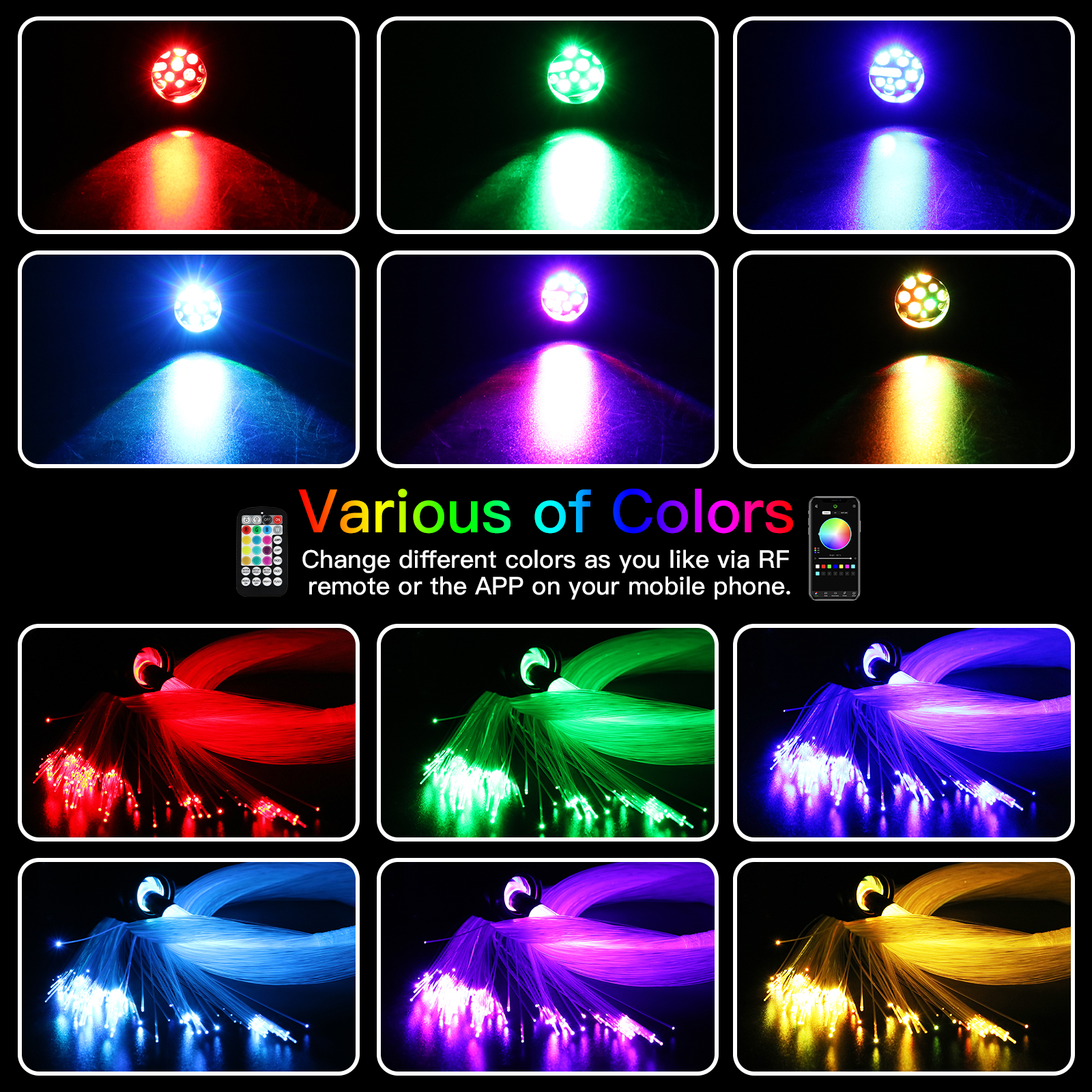 ใหม่16W Twinkle RGBW ไฟเบอร์ออปติกโคมไฟเพดานไฟสมาร์ท APP ควบคุมเสียง LED เครื่องยนต์สำหรับรถยนต์ Starry sky ไฟเบอร์ออปติก