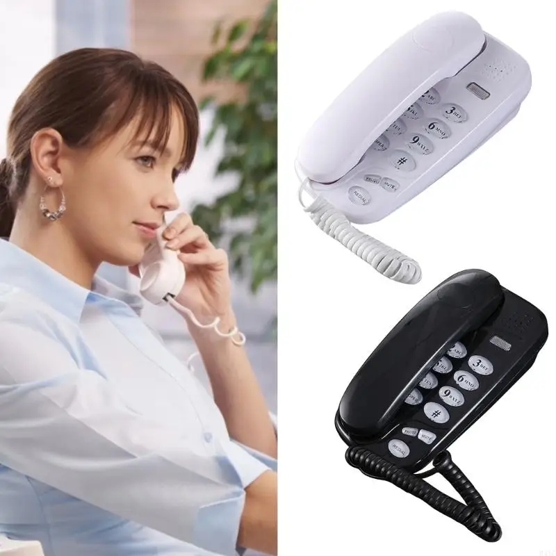 Telepon Dinding 34yc Telepon Dinding Darat Tetap dengan Panggilan Mute dan Redial