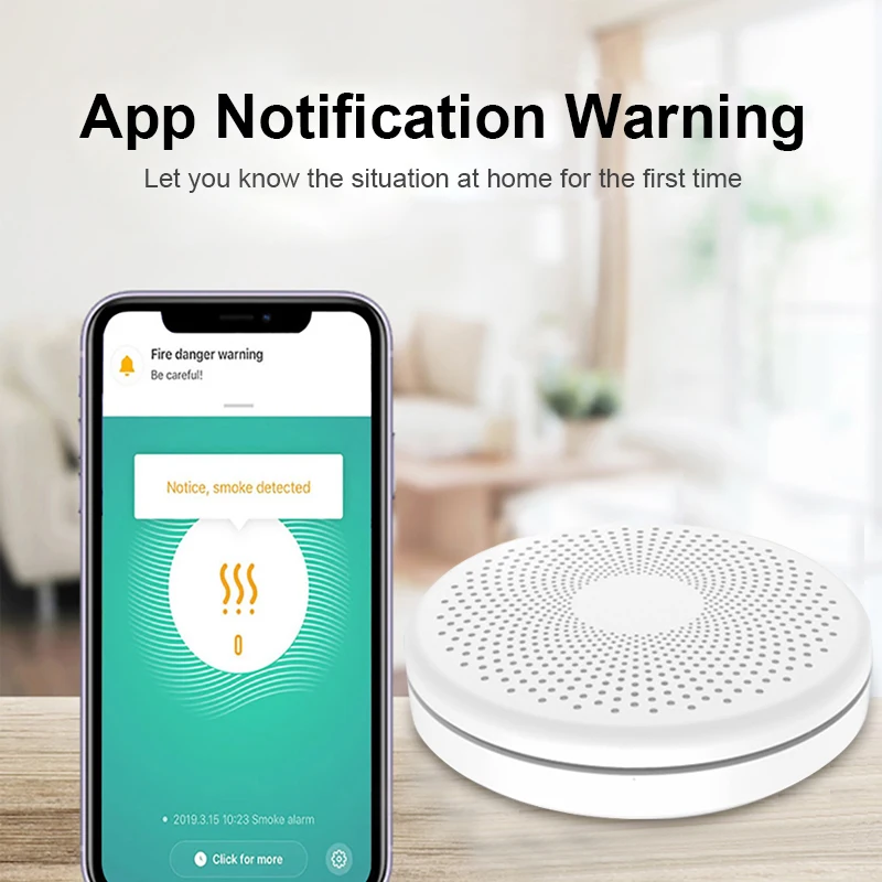 Sensor Detector de humo y monóxido de carbono, alarma de sonido, función WiFi, Tuya e Smart Life, versión 2 en 1