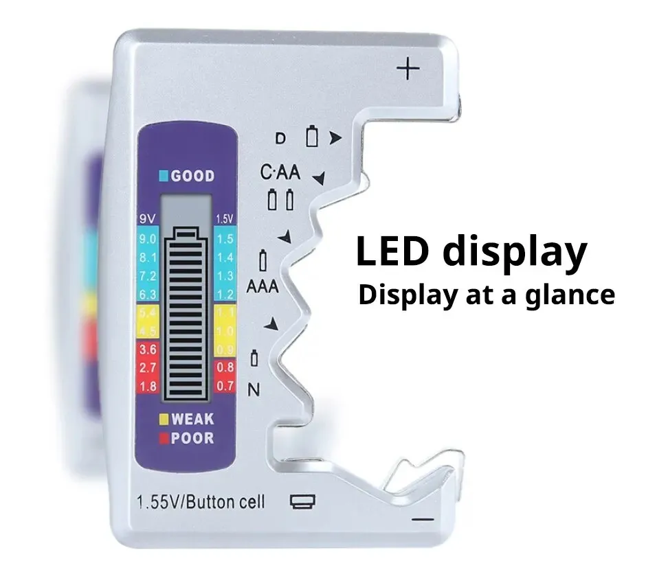 Probador de batería Digital C D N AA AAA 9V 1,5 V Detector de control de capacidad de pila de botón pantalla LCD herramienta de diagnóstico de capacitancia