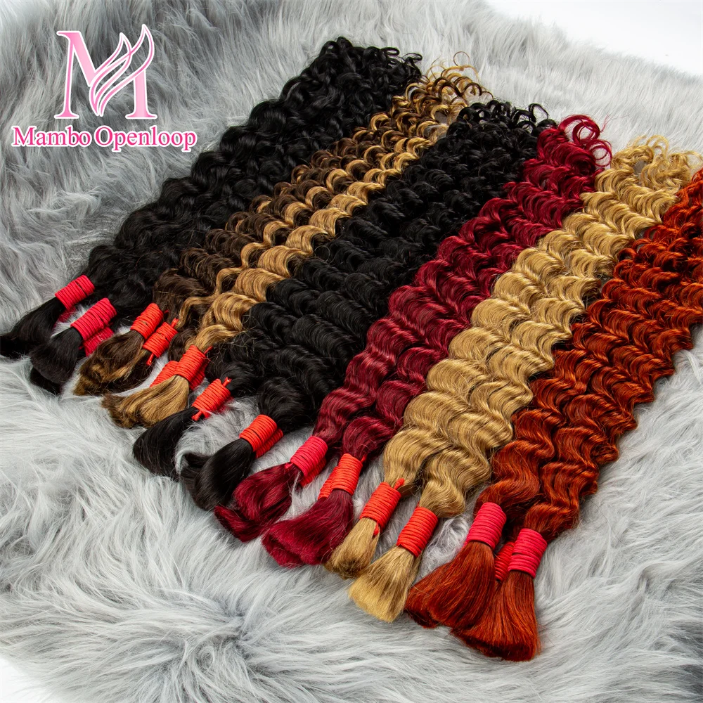 6 opções boho tranças de cabelo humano trança em massa para trança sem trama pacotes de cabelo onda profunda para boho trança 16-22 polegadas