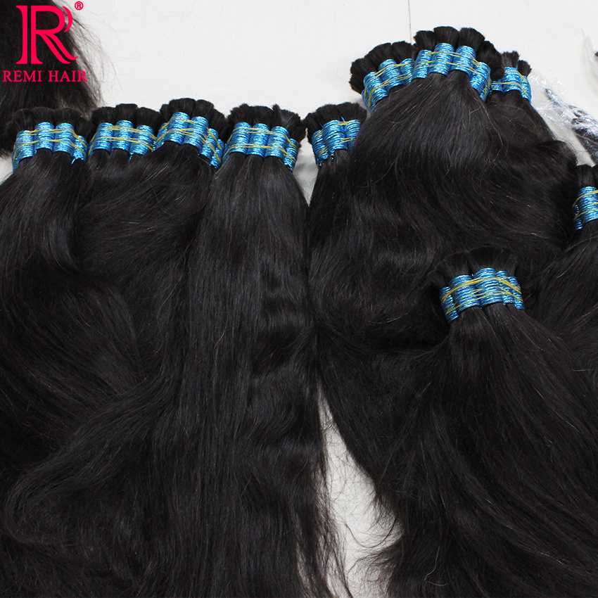 100% จริงไม่มี Weft Human Hair Extensions สําหรับผู้หญิง Remy Human Hair Bulk ที่ยังไม่ได้ธรรมชาติ Virgin อินเดียผม Braiding Original