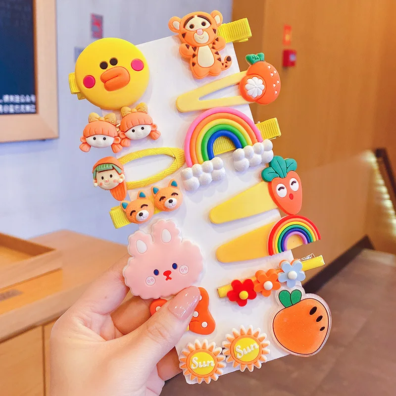 1 conjunto crianças bonito dos desenhos animados flor frutas elásticos grampos de cabelo meninas adorável grampos de cabelo crianças faixas de cabelo acessórios para o cabelo presente