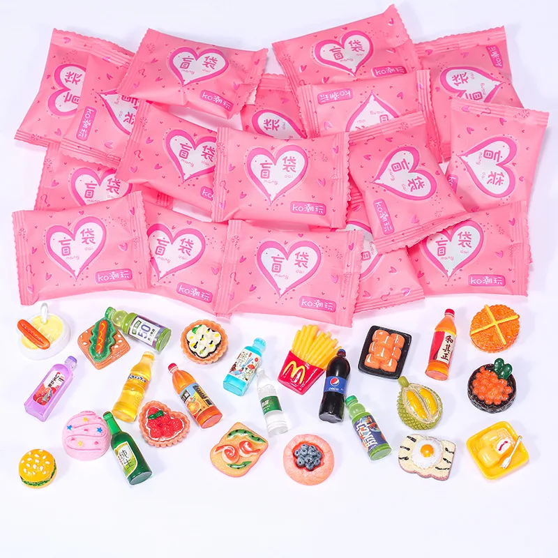 Zufällige Tasche, Miniatur-Lebensmittelspielzeug, Mini-Modellspielzeug, Simulation, Supermarkt, Snacks, Getränke, Weinflaschen, Schmuck, kleine Ornamente