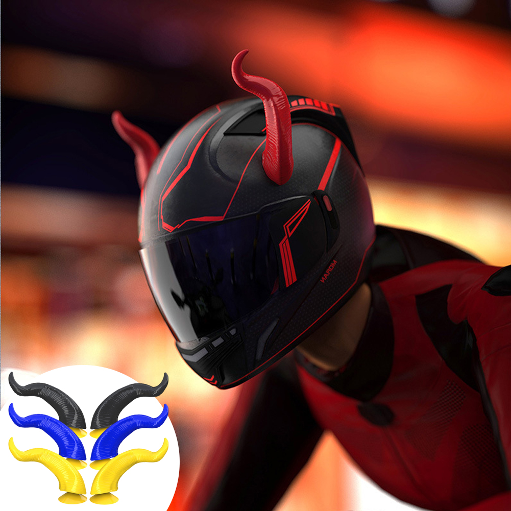 2 pçs decoração do capacete da motocicleta chifres do diabo estilo acessórios do capacete de moto adesivos estilo cosplay com otário