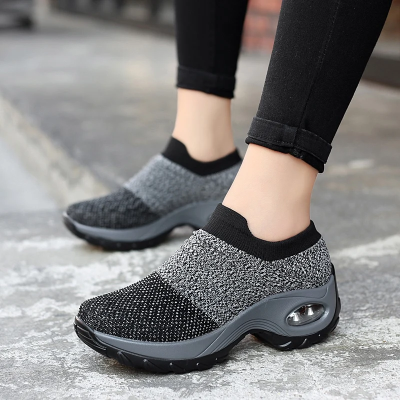 Frauen Turnschuhe Mode Atmungsaktive Wanderschuhe Mesh Plattform Schuhe Turnschuhe für Frauen Gym Vulkanisierte Schuhe Schwarz Weibliche Schuhe