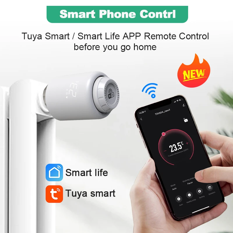 Tuya Smart Home WiFi วาล์วหม้อน้ํา Thermostatic หัว TRV WirelessThermostat Temperature Controller Alexa Google Home Voice