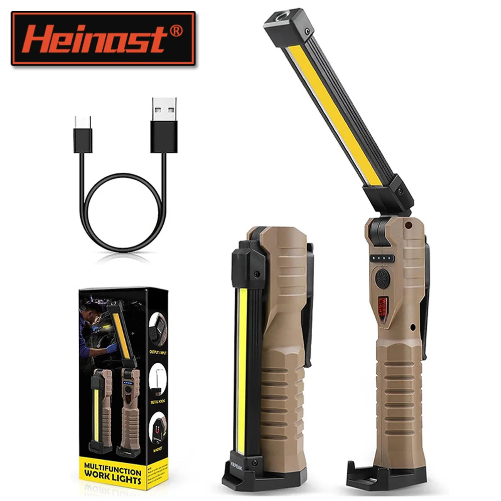 Linterna plegable COB, luz LED de trabajo, gancho para colgar, 7 modos, linterna magnética recargable por USB, luz de Flash de trabajo portátil