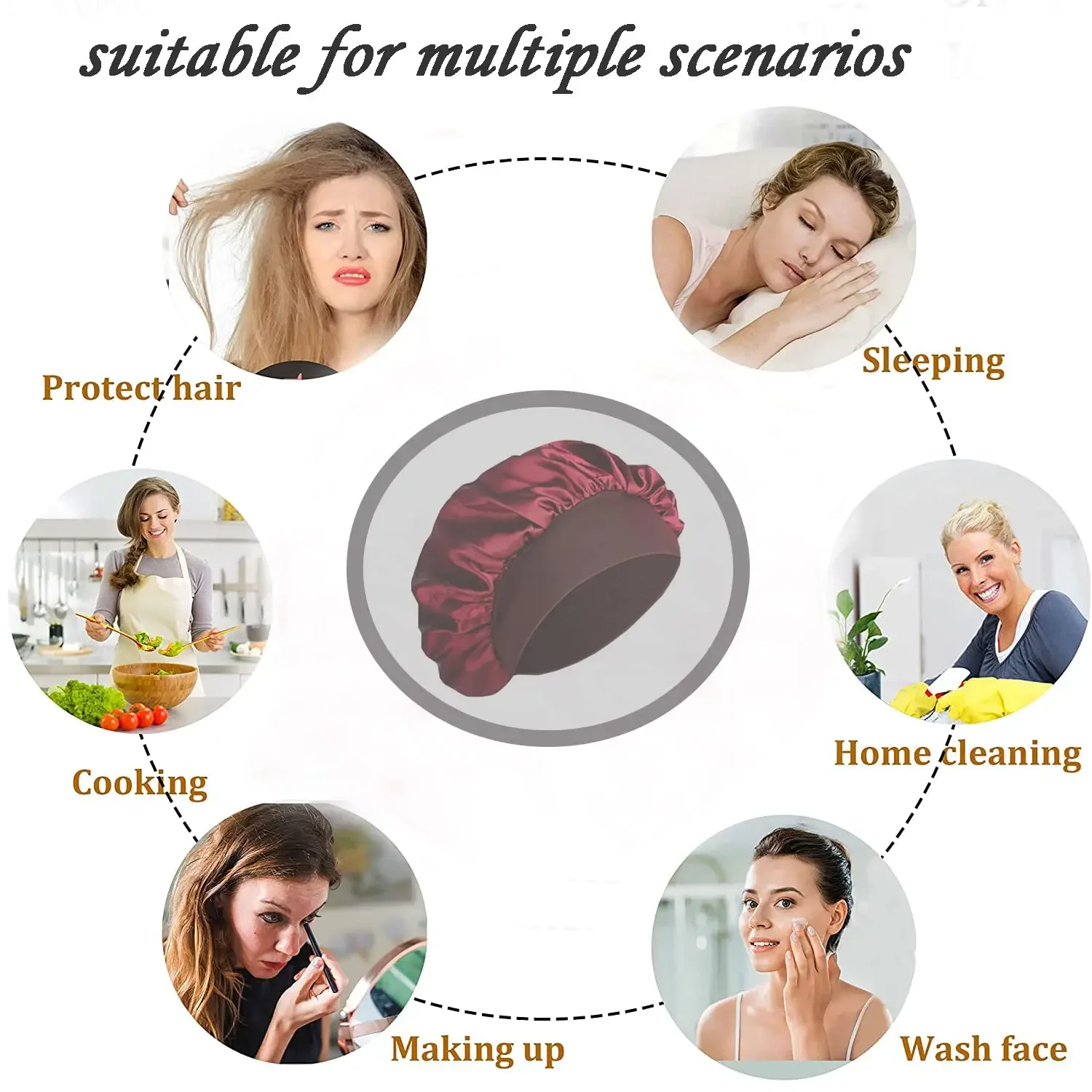 Centenas de alta elasticidade cuidados com o cabelo boné lua chapéu envolto lenço beleza boné de banho feminino enfermagem cetim dormir boné