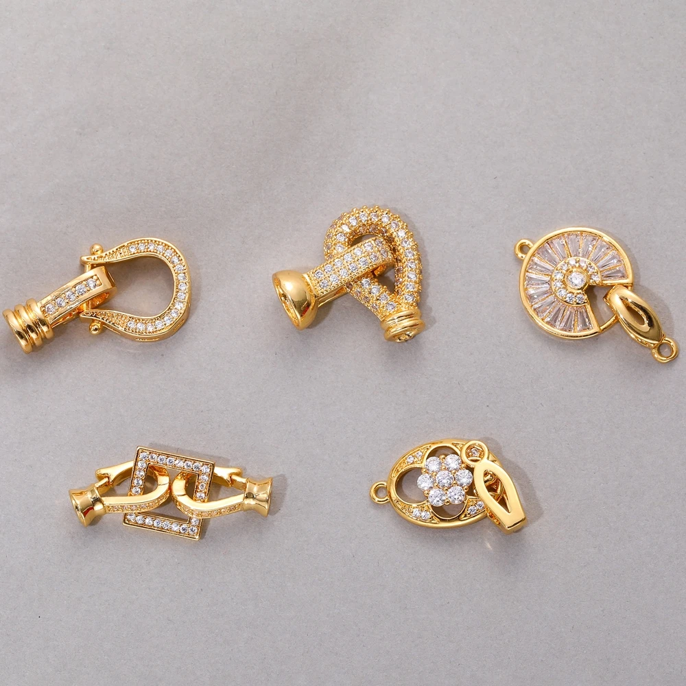 Juya Handmade 18K Gold Plated ตกแต่ง Connector Fastener ล็อค Clasps อุปกรณ์เสริมสําหรับ DIY เย็บปักถักร้อยประดับด้วยลูกปัดเครื่องประดับทํา