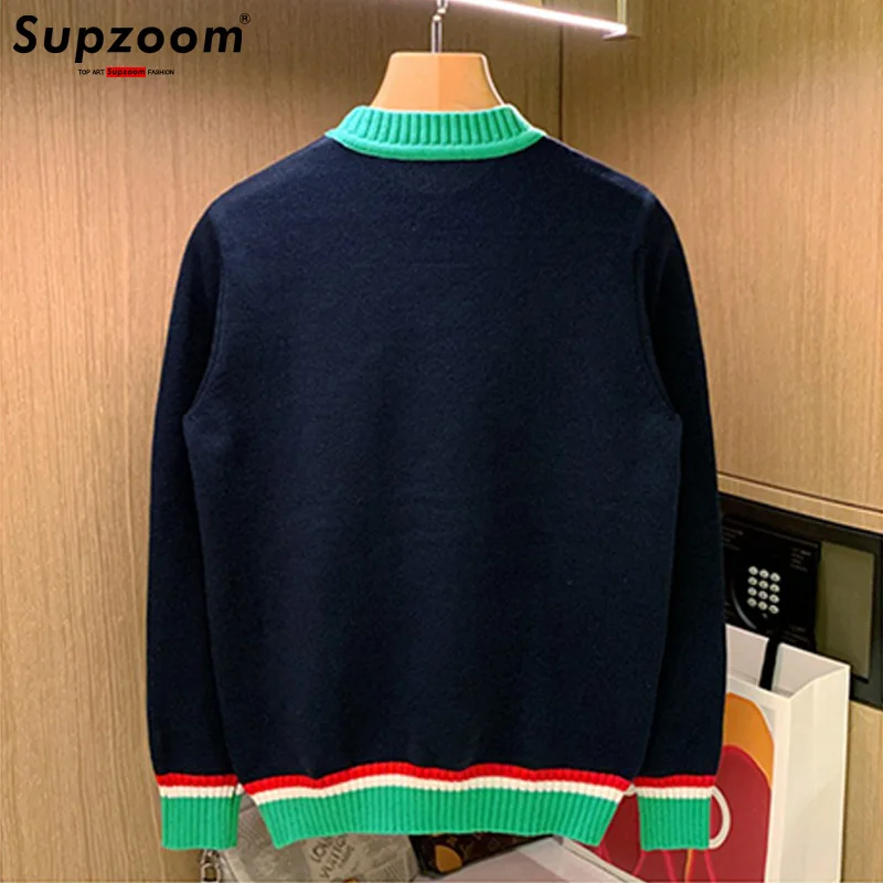 Supzoom Neue Ankunft Top Mode Oansatz Pullover Applikationen Marke Kleidung Bestickt Net Rot Warme Beiläufige Gestrickte Männer Pullover