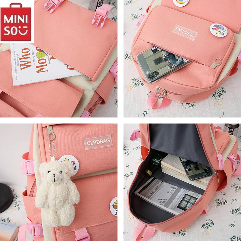 Conjunto de 5 piezas de mochilas escolares Kawaii para chicas adolescentes, mochila de lona de Color sólido para mujeres, mochila escolar para adolescentes y estudiantes, mochila para ordenador portátil