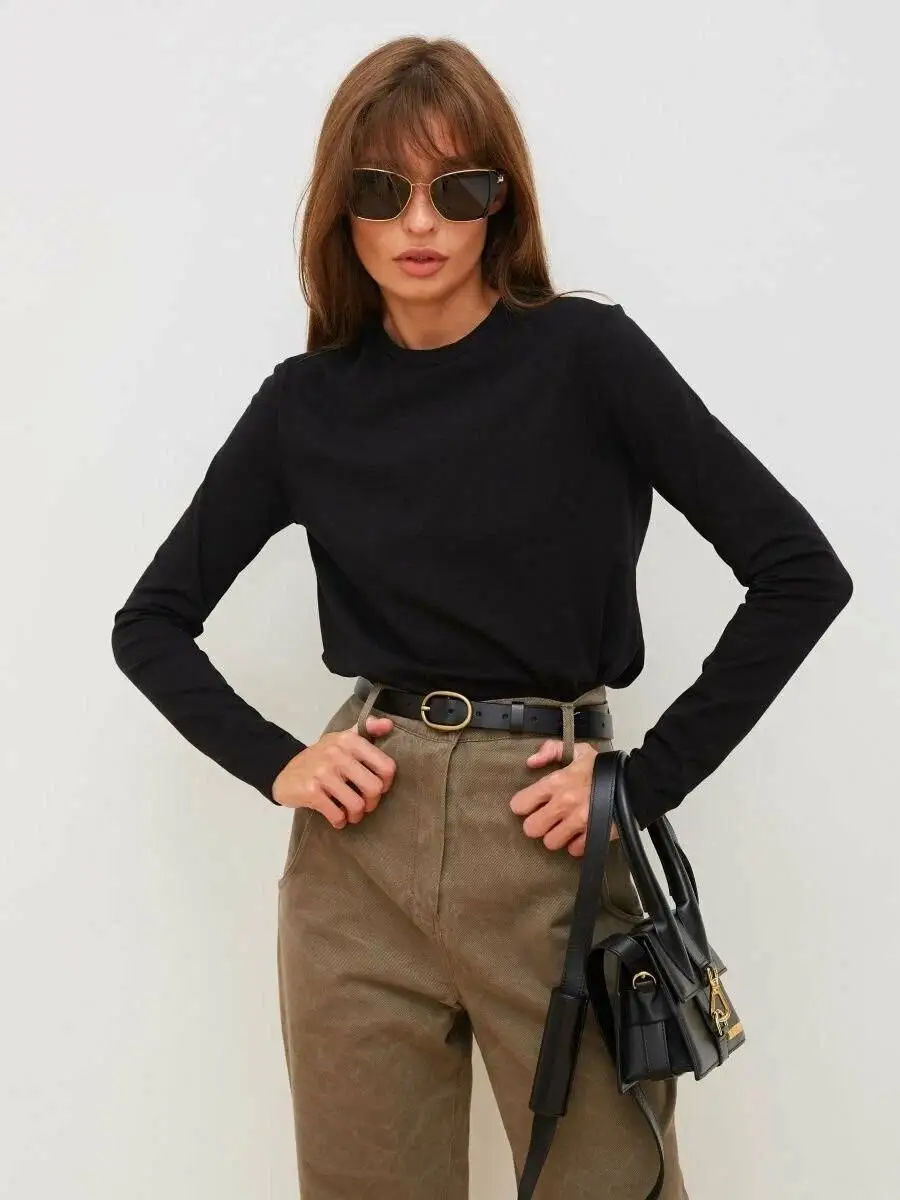 Wolfeel ผู้หญิงฤดูใบไม้ผลิฤดูใบไม้ร่วง 100% Cotton เสื้อยืด Bottoming Basic Solid Lady เสื้อแขนยาวหลวมเสื้อขนาดใหญ่ T เสื้อ