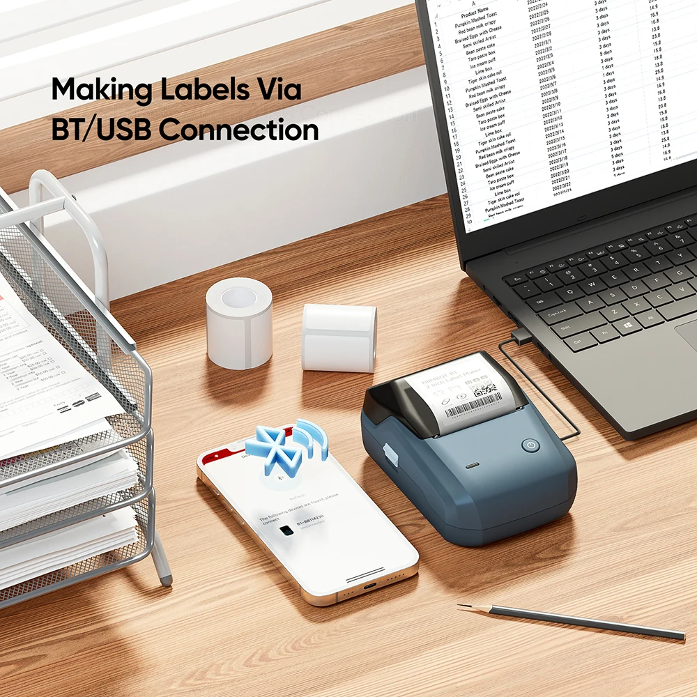 Niimbot B1/B21 เครื่องพิมพ์ฉลากความร้อนไร้สายSelf-Adhesive Pocket Bluetooth Inkless Label Makerสําหรับธุรกิจราคา-สติกเกอร์