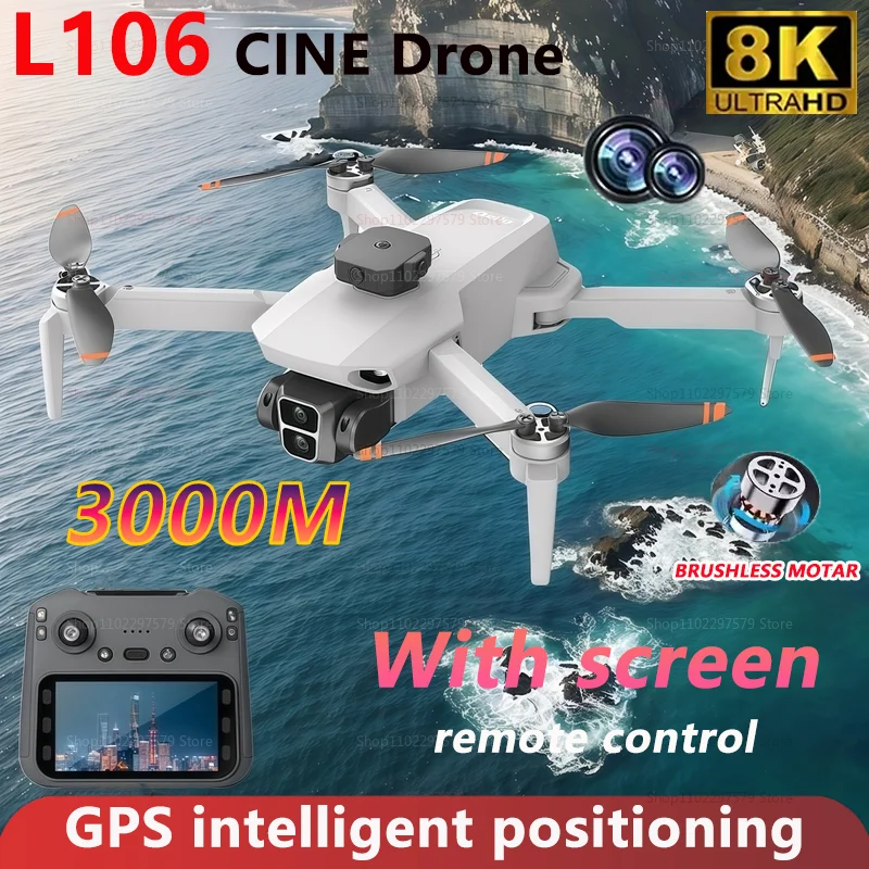 L106 drone 8k hd câmera dupla motor sem escova evitar obstáculos com tela de controle remoto quatro eixos rc drone brinquedo para crianças adulto